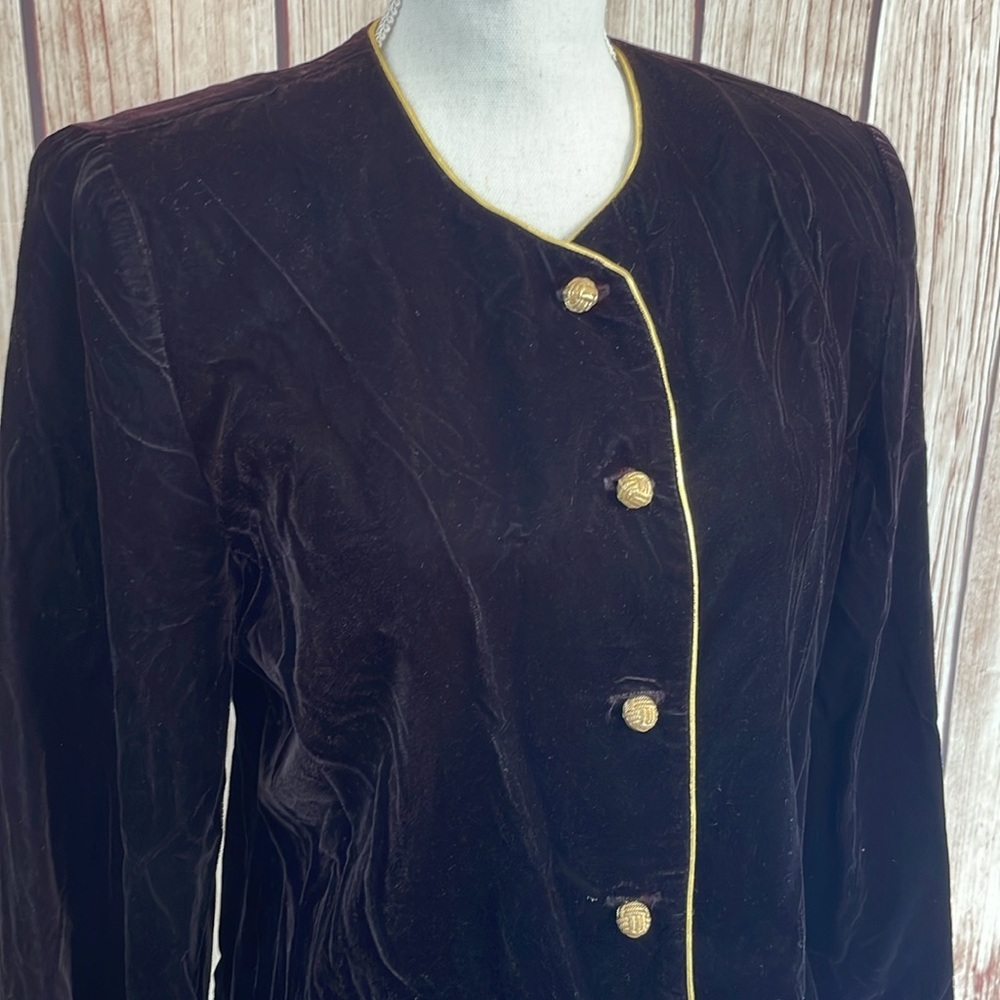 Norton McNaughton Vintage Velvet Jacket w/Gold Buttons and Accents - Size 8 - Picture 2 of 7